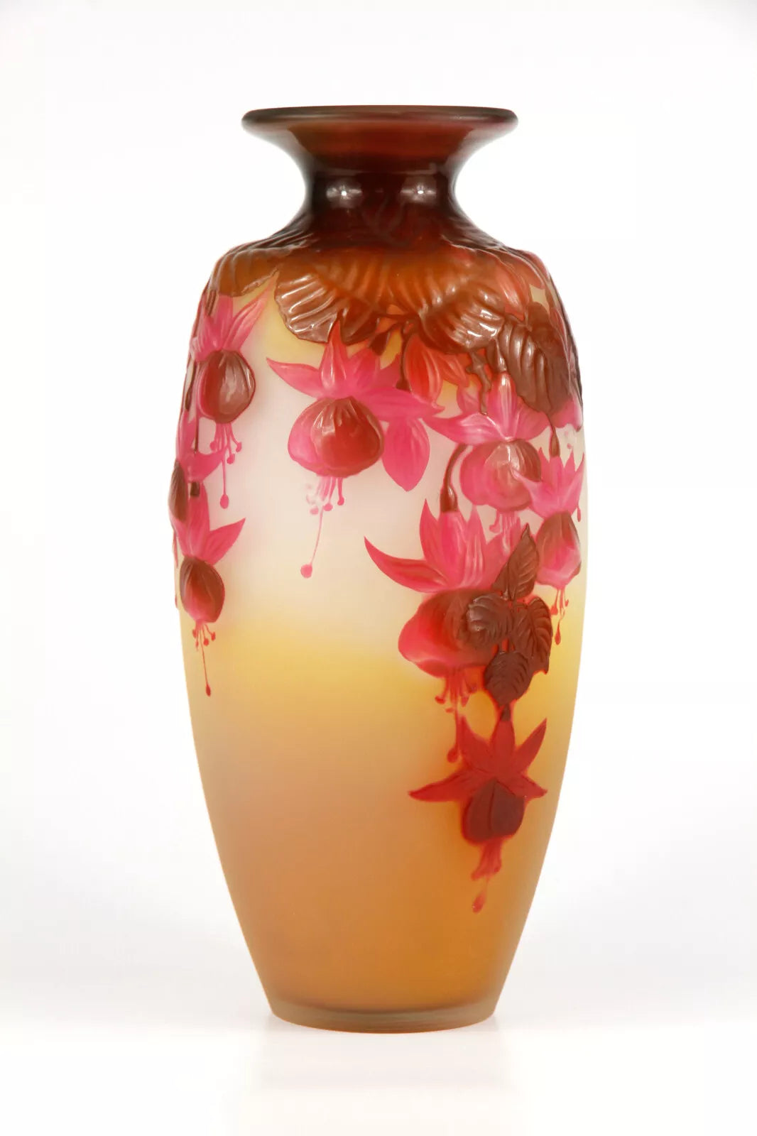 【証明書付】エミールガレ 花瓶 高さ14.5cm 幅8cm スフレ技法 証明書付】エミールガレ 花瓶 高さ14cm 幅14cm カメオ彫り