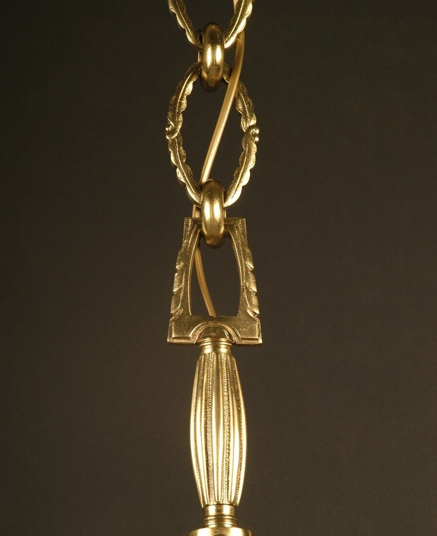 ラ・ラスレリー・ブリュッセロワーズ アールデコ調ブロンズとガラスの大型シャンデリア「ナクロクリスタル」