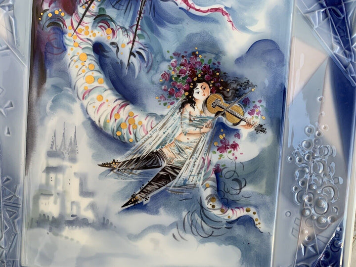 マイセン ドラゴンとバイオリン奏者の大絵皿（陶版画） ハインツ・ヴェルナー
