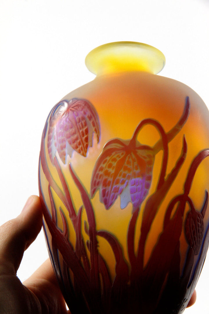 エミールガレ ヨウラクユリの花が描かれた花瓶 アールヌーボー期の作品