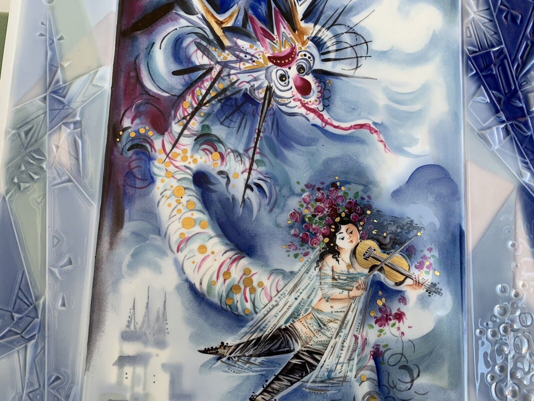 マイセン ドラゴンとバイオリン奏者の大絵皿（陶版画） ハインツ・ヴェルナー