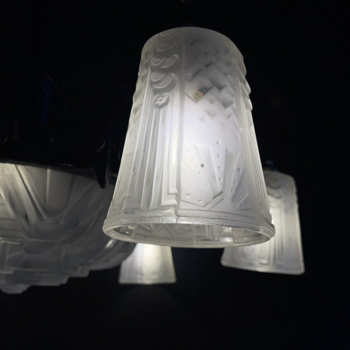 ミューラー兄弟 錬鉄製アールデコ調シャンデリア 1930年代の作品