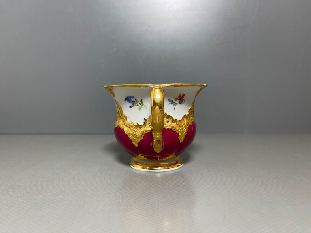 マイセン　Bフォーム　ワインレッドカップ＆ソーサー＆プレートセット　２級品