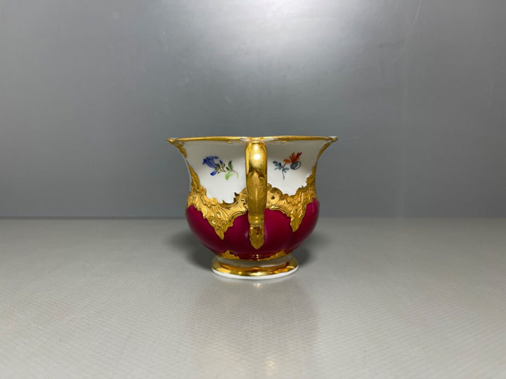 マイセン　Bフォーム　ワインレッドカップ＆ソーサー＆プレートセット　２級品