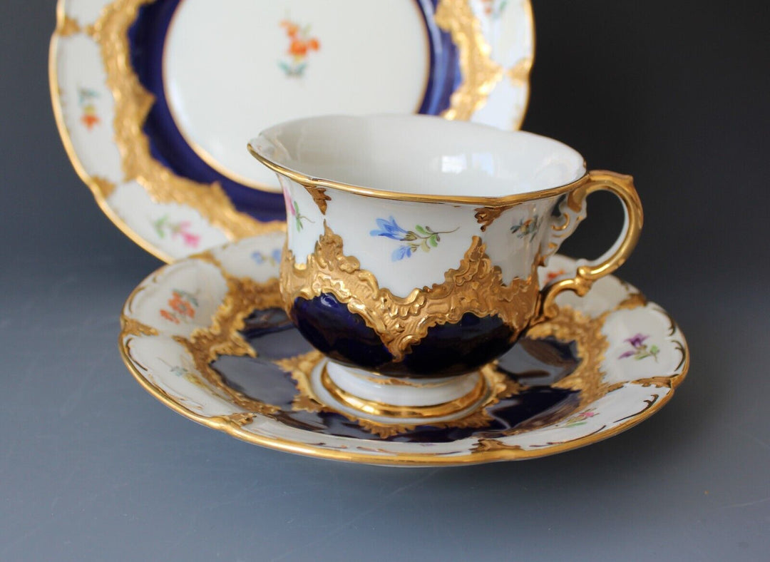 マイセン　Bフォーム　ネイビーカップ＆ソーサー＆プレートセット　２