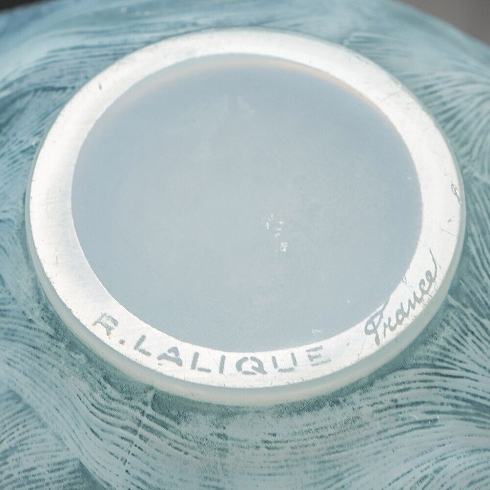 ルネ・ラリック オパールセント・ブルー＆ヴェルディグリ・ステンド・フォルモーズ 花瓶 1924年デザイン