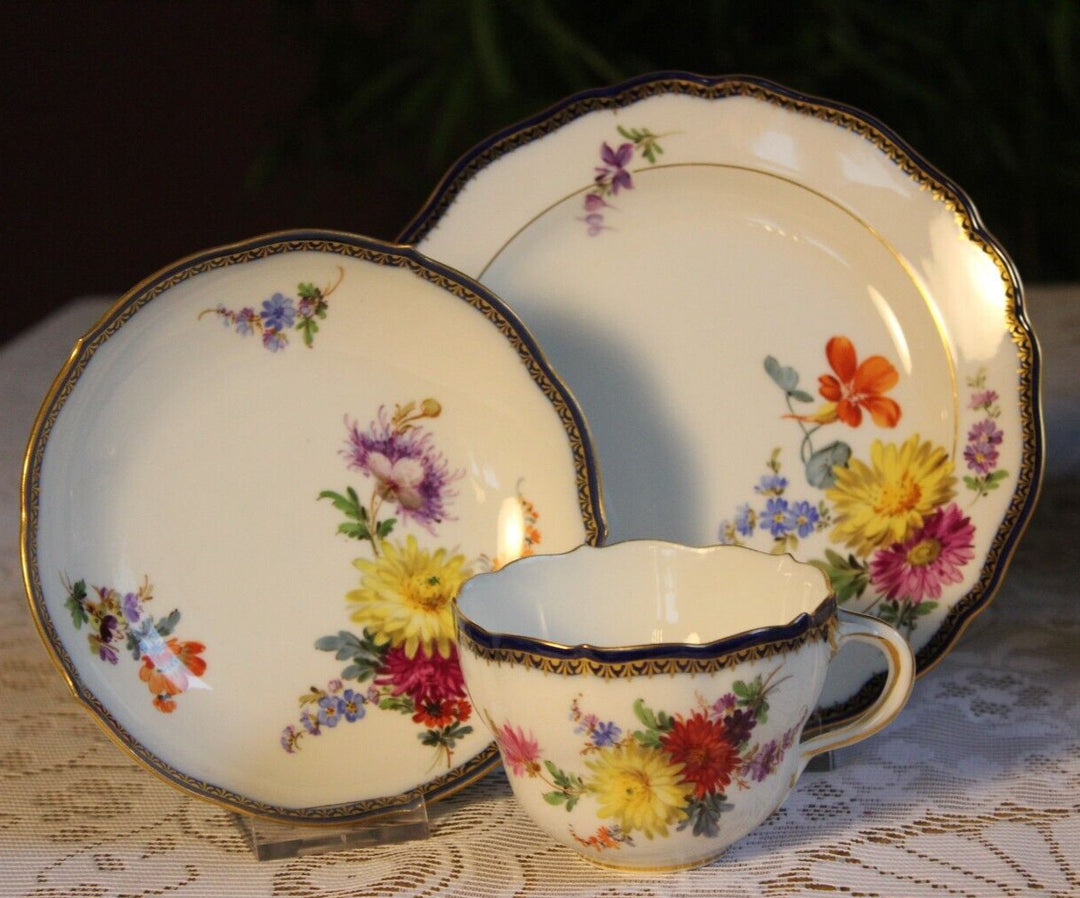 マイセン食器 Aカンテ フラワーブーケのコーヒーカップセット 4人用 １級品