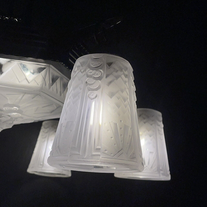 ミューラー兄弟 錬鉄製のアールデコ調シャンデリア アールデコシャンデリア