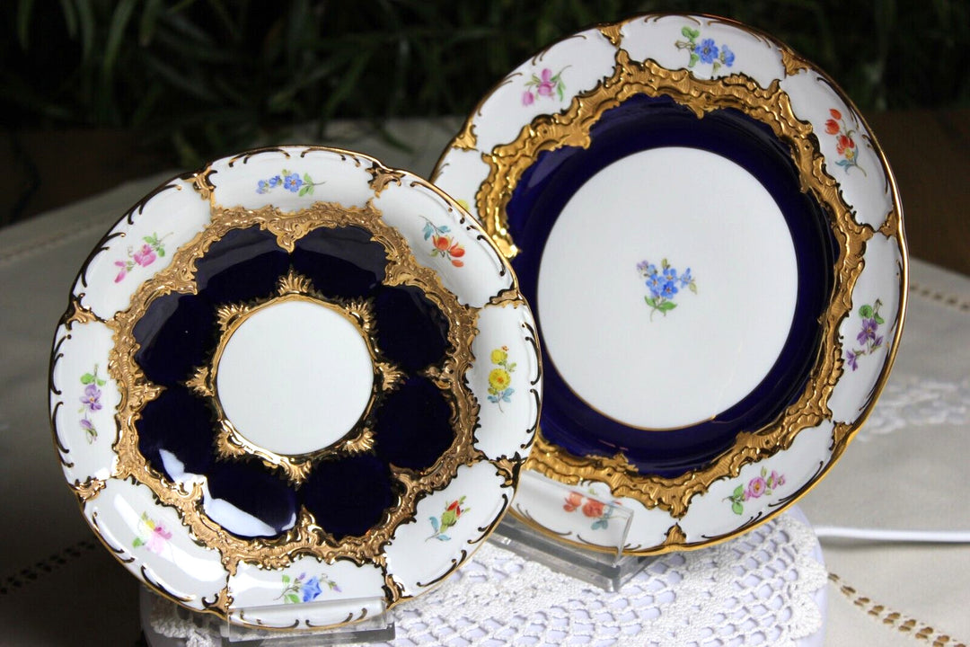 マイセン Bフォーム 花の絵が散りばめられたコバルトブルーの金縁コーヒーセット2