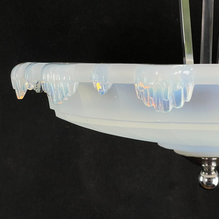 アールデコ調 シャンデリア 吊りランプ オパーリンガラス 1930年代