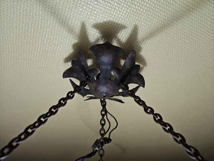 ミューラー兄弟　パンサーが描かれたアールデコ時代のペンダントライト（シャンデリア）