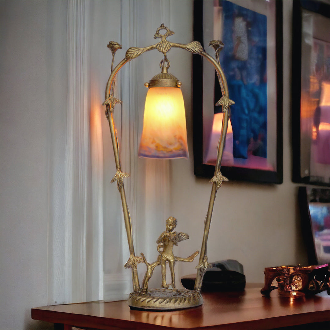 ミューラー兄弟 アールヌーボー調テーブルランプ「フィドラーズ・ガーデン」