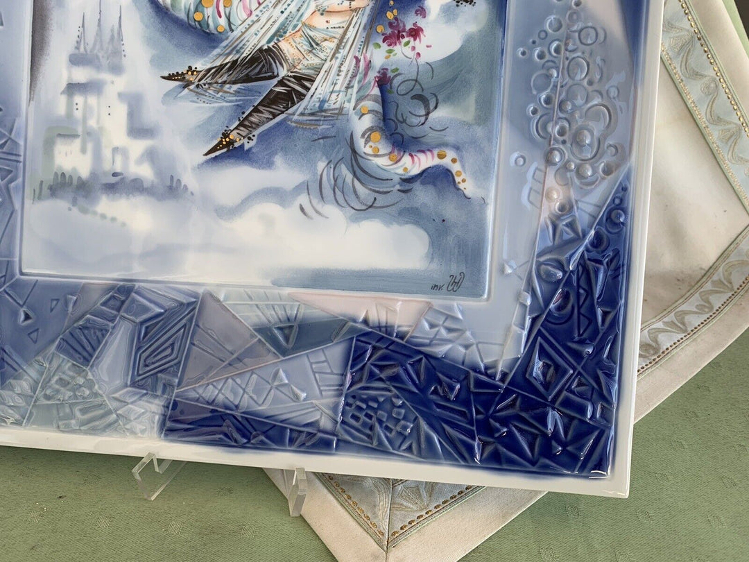 マイセン ドラゴンとバイオリン奏者の大絵皿（陶版画） ハインツ・ヴェルナー