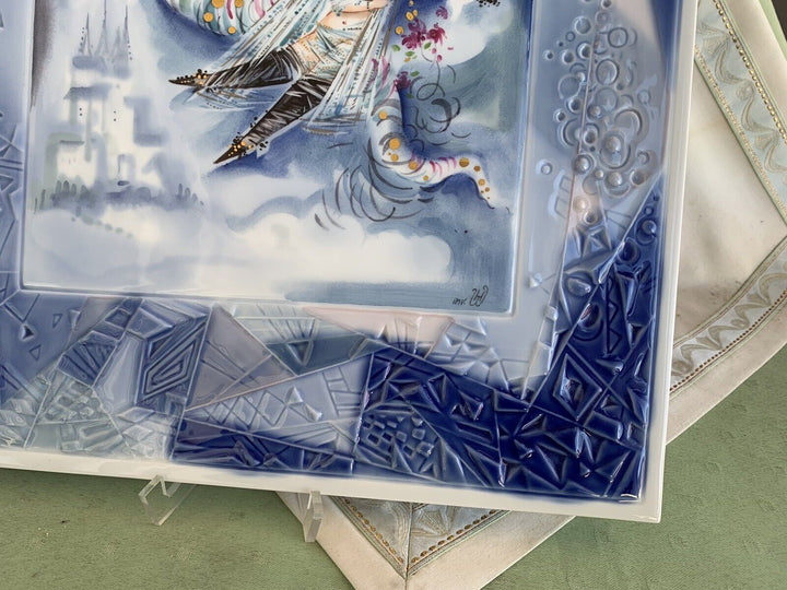 マイセン ドラゴンとバイオリン奏者の大絵皿（陶版画） ハインツ・ヴェルナー