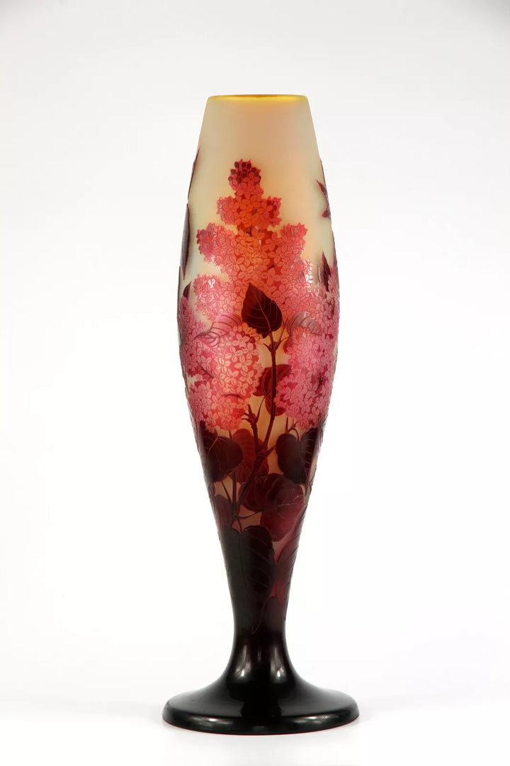 花柄　エミール・ガレ「花瓶」アンティーク エミール・ガレ 花文花瓶 花器 花入 アンティーク サイズ φ20.5