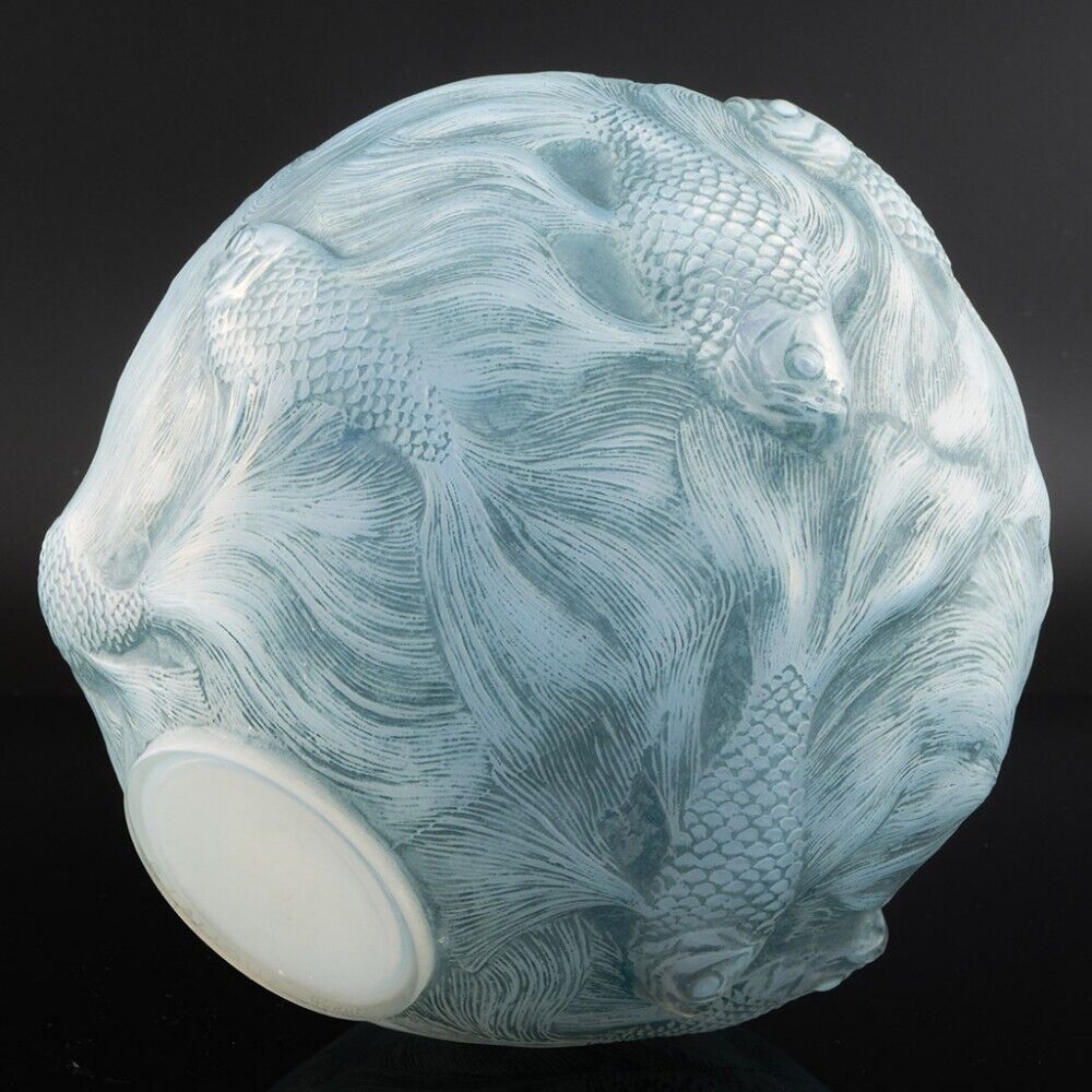 ルネ・ラリック オパールセント・ブルー＆ヴェルディグリ・ステンド・フォルモーズ 花瓶 1924年デザイン