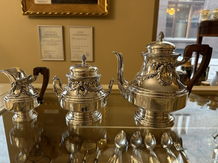 テタール製　純銀スターリングシルバースリーピースコーヒーセット　フランス 20世紀の作品