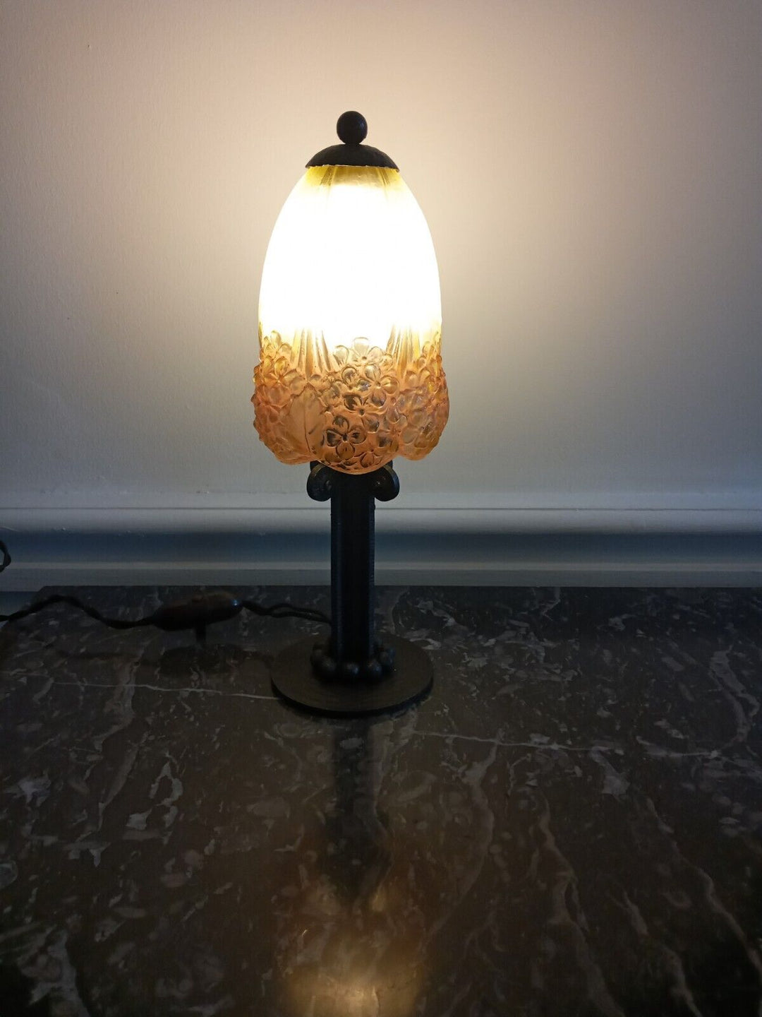 エティエ・ヴァンソン&ミューラー兄弟の紫陽花の花のアールデコランプ