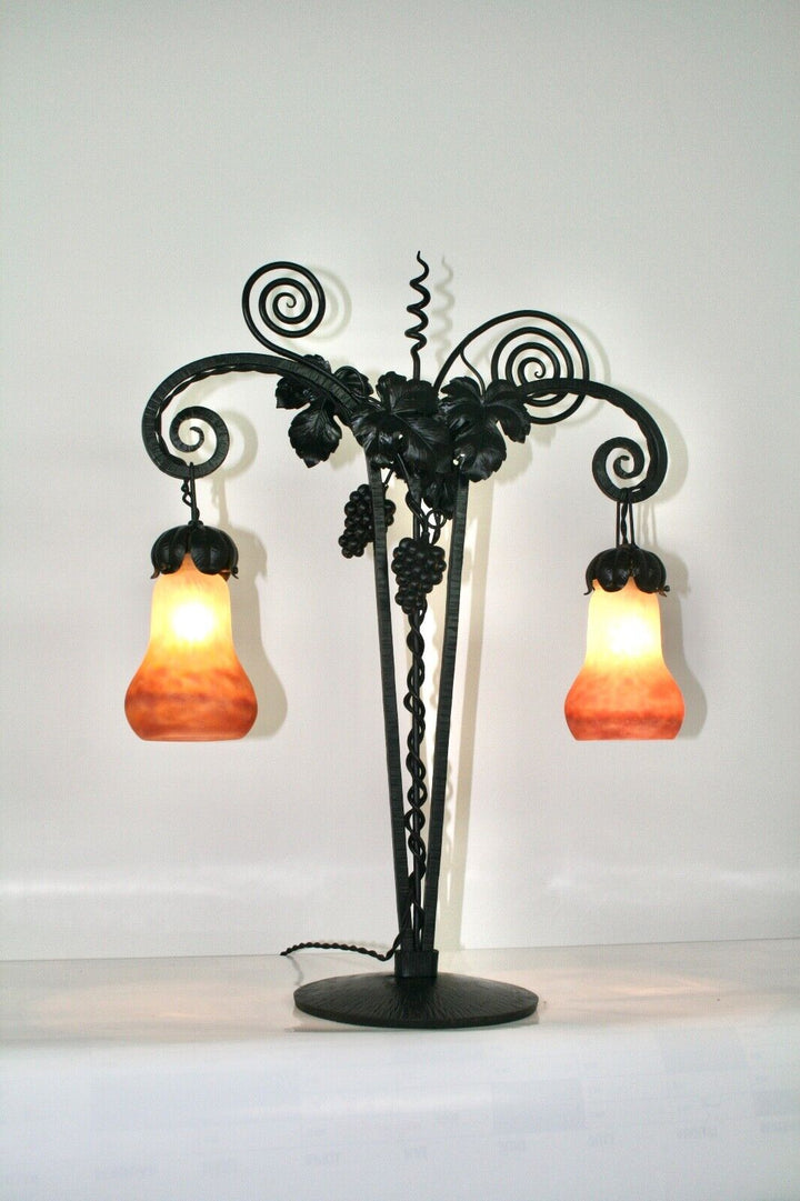 ミューラー兄弟 アールヌーボー調テーブルランプ 鍛鉄 1905-1920年頃の作品