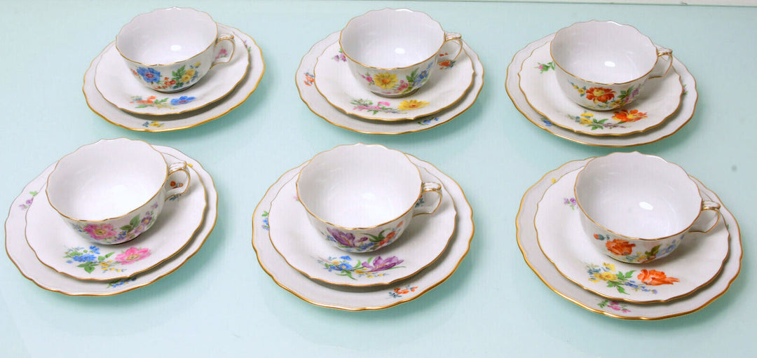 マイセン食器 ３つ花が描かれたティーセット（6人用）