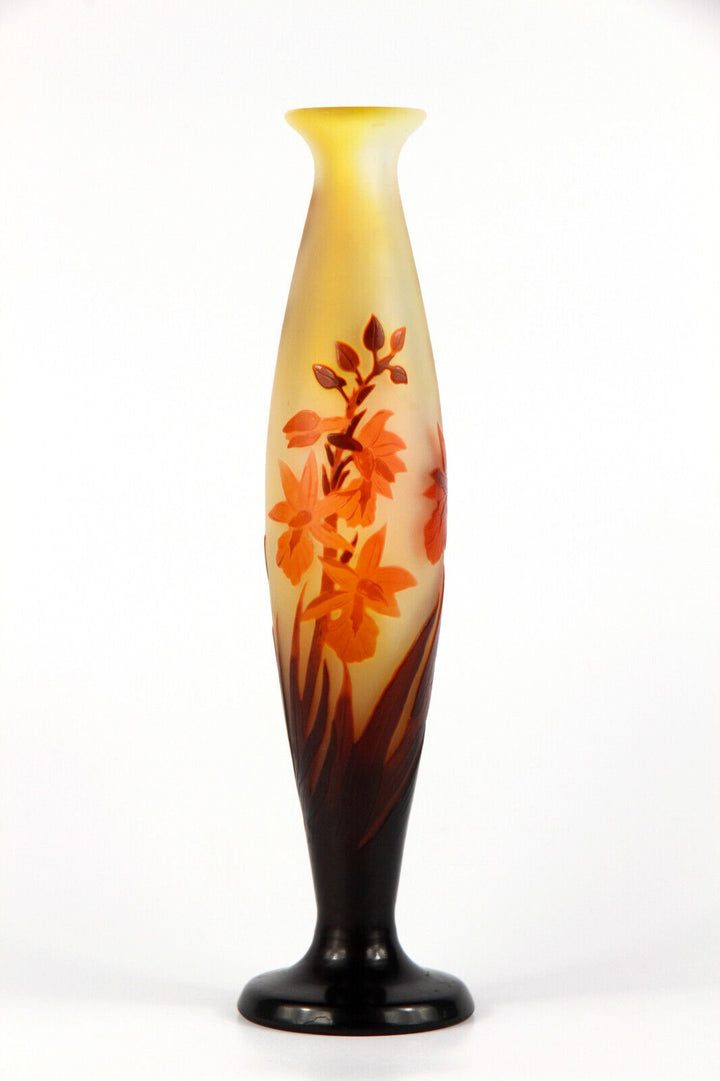 エミールガレ スイセンの花が描かれた花瓶 アールヌーボー時代 1920年頃の作品