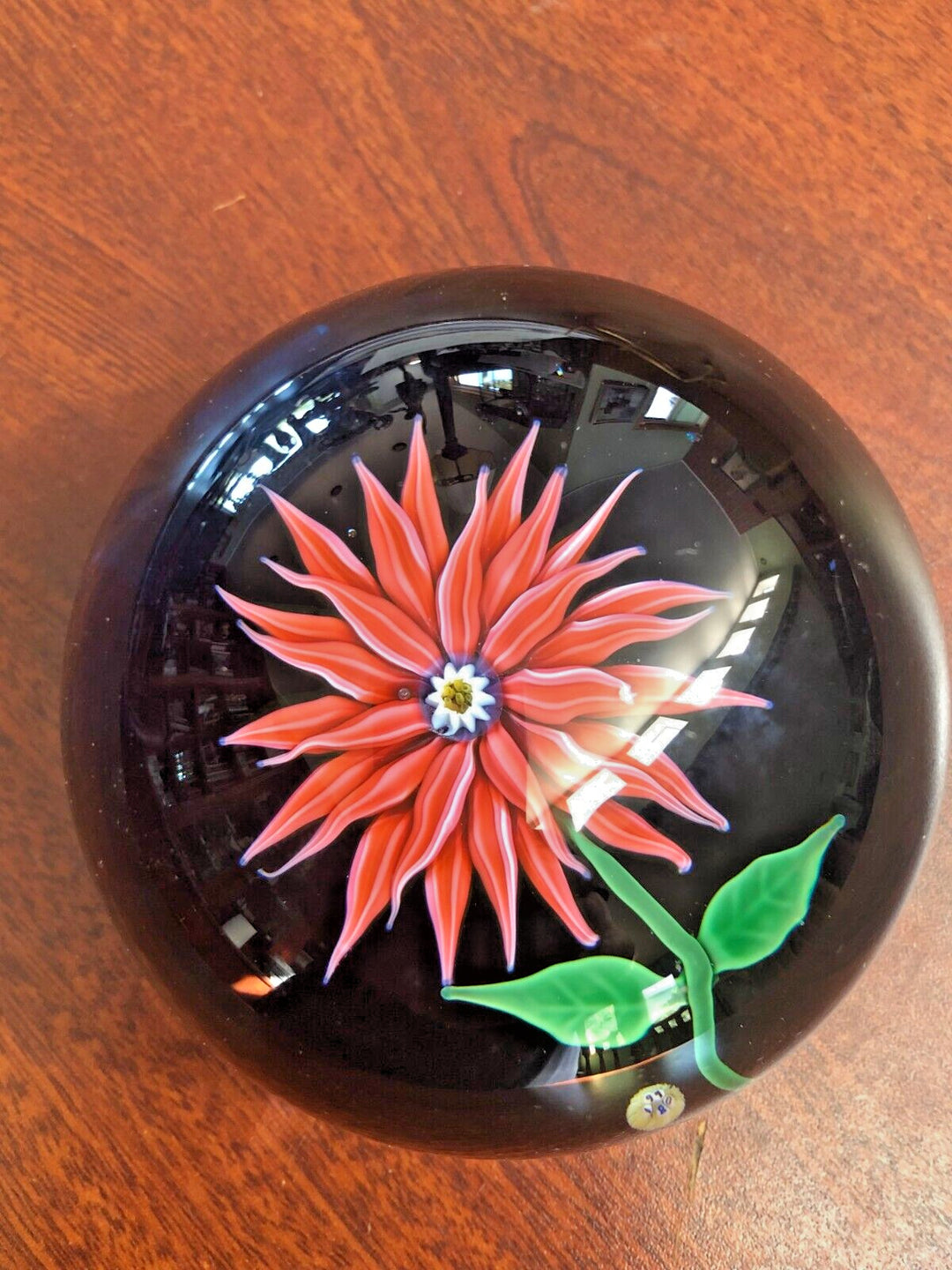 バカラ　激レア　ドーム型　ペーパーウェイト　1972年　限定　花　ブルー バカラ Baccarat フラワー ドーム型 ペーパーウェイト クリスタル