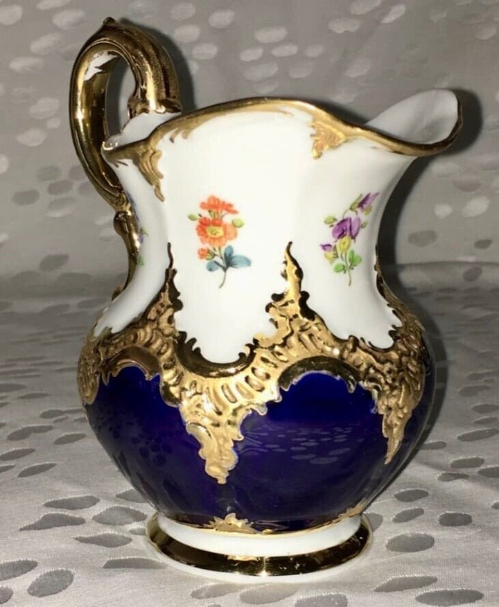 マイセン　Bフォーム  華麗な花が描かれたコーヒーセット 21点  コバルトブルー 1934年
