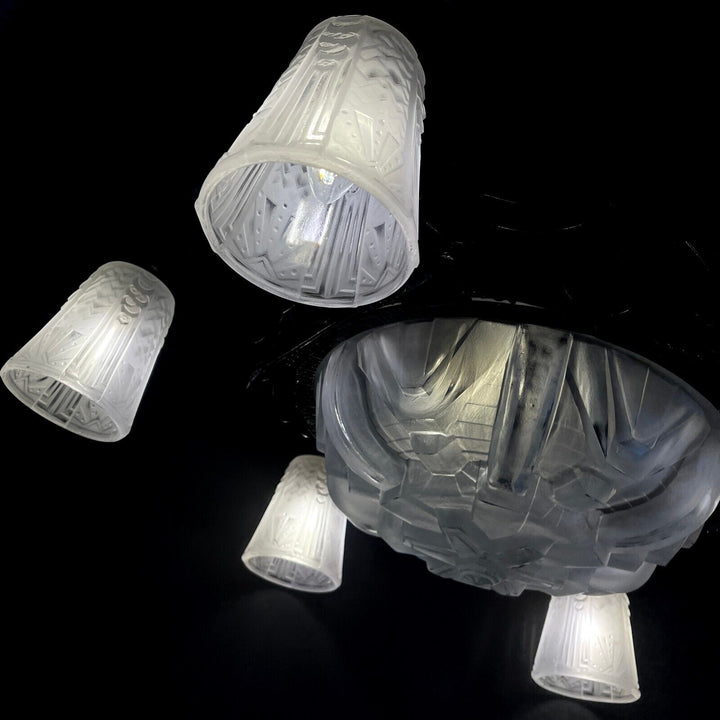 ミューラー兄弟 錬鉄製アールデコ調シャンデリア 1930年代の作品