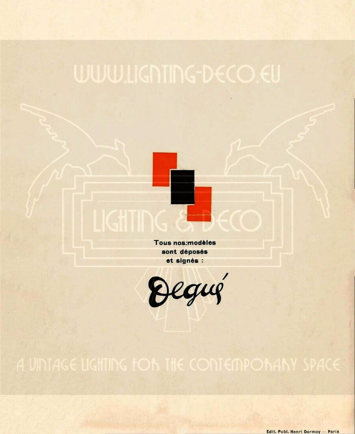 レオン・ユゲ、ドゥゲ アールデコ調シャンデリア シルバーメッキブロンズと型押しガラスのペンダントライト