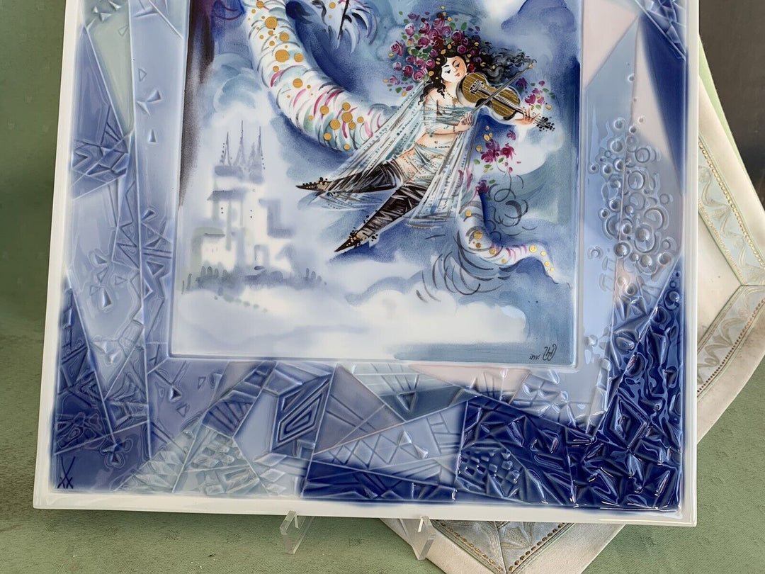 マイセン ドラゴンとバイオリン奏者の大絵皿（陶版画） ハインツ・ヴェルナー