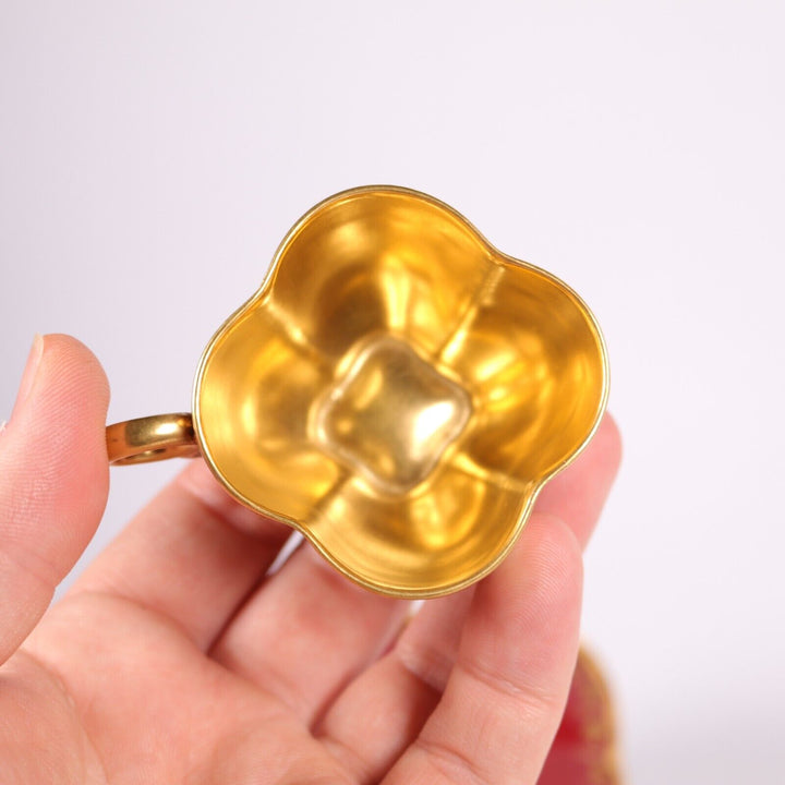 コールポート カップ＆ソーサー クワトレフォイルシェイプ マルーンレッド 1900年頃