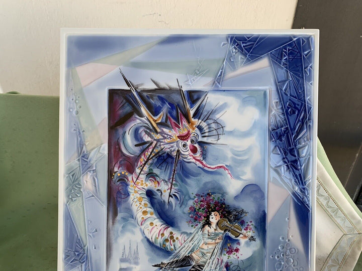 マイセン ドラゴンとバイオリン奏者の大絵皿（陶版画） ハインツ・ヴェルナー