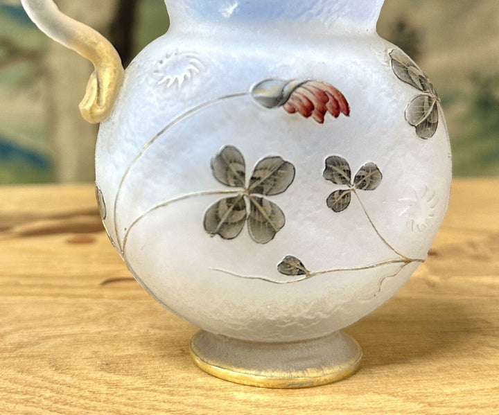 ドーム兄弟（ドームナンシー） 蓮華の花とクローバーの水差し　アールヌーボー時代