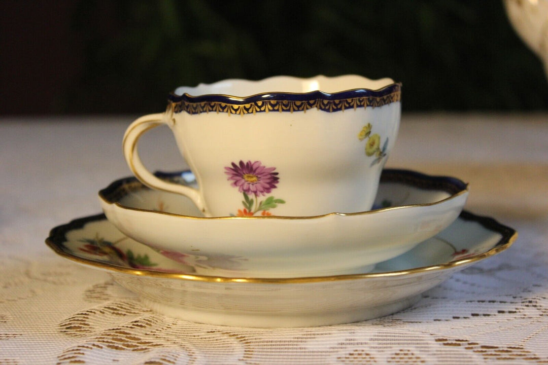 マイセン食器 Aカンテ フラワーブーケのコーヒーカップセット 4人用 １級品