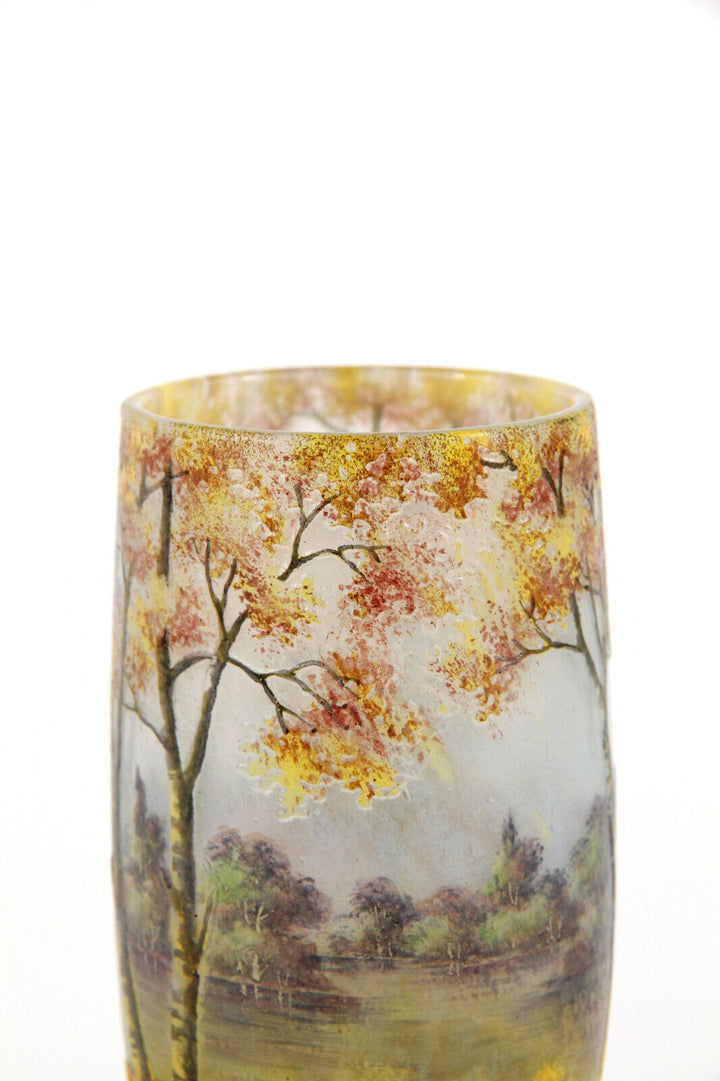 ドーム兄弟（ドームナンシー） 秋の湖の風景が描かれた花瓶 アールヌーボー時代 1900年頃の作品