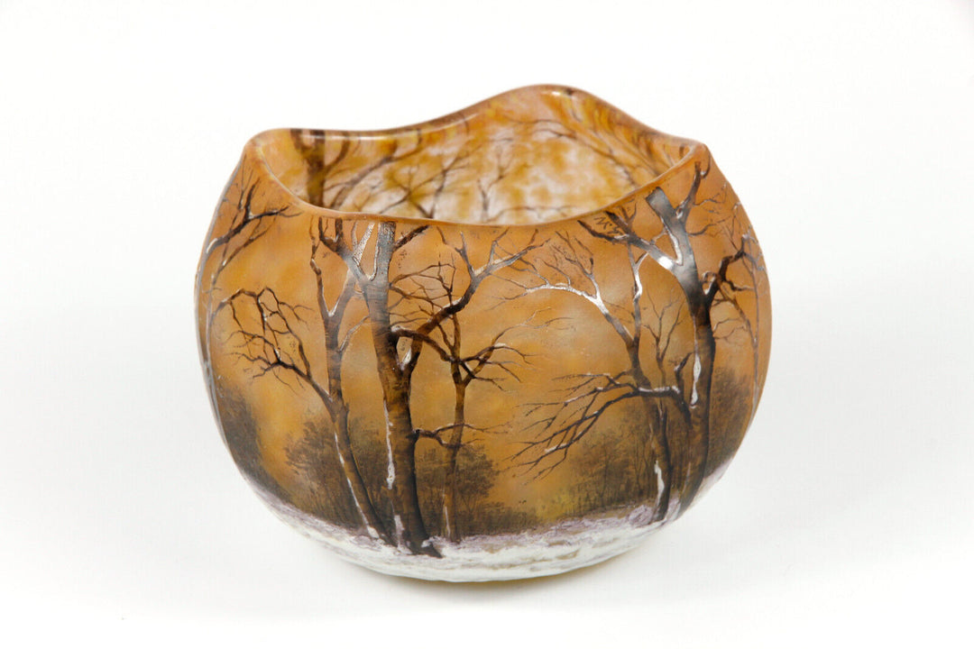 ドーム兄弟（ドームナンシー）冬景色の花瓶  1900年頃のアールヌーボー時代の作品