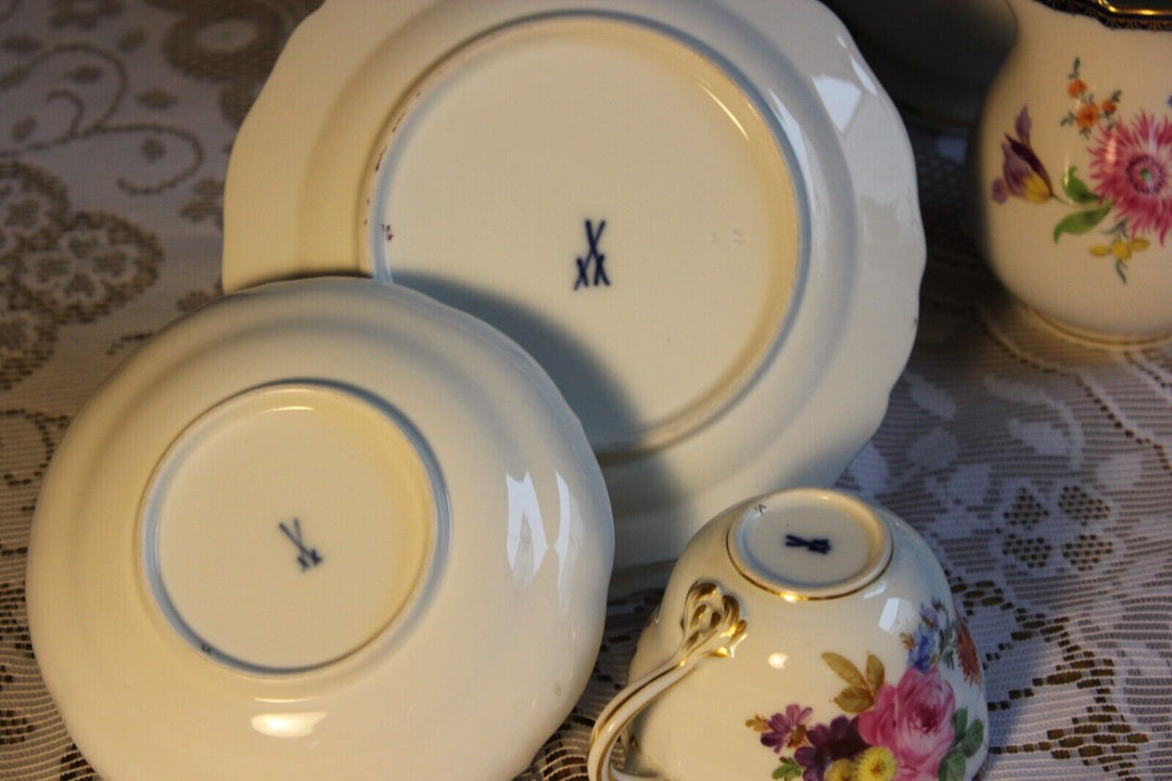 マイセン食器 Aカンテ フラワーブーケのコーヒーカップセット 4人用 １級品