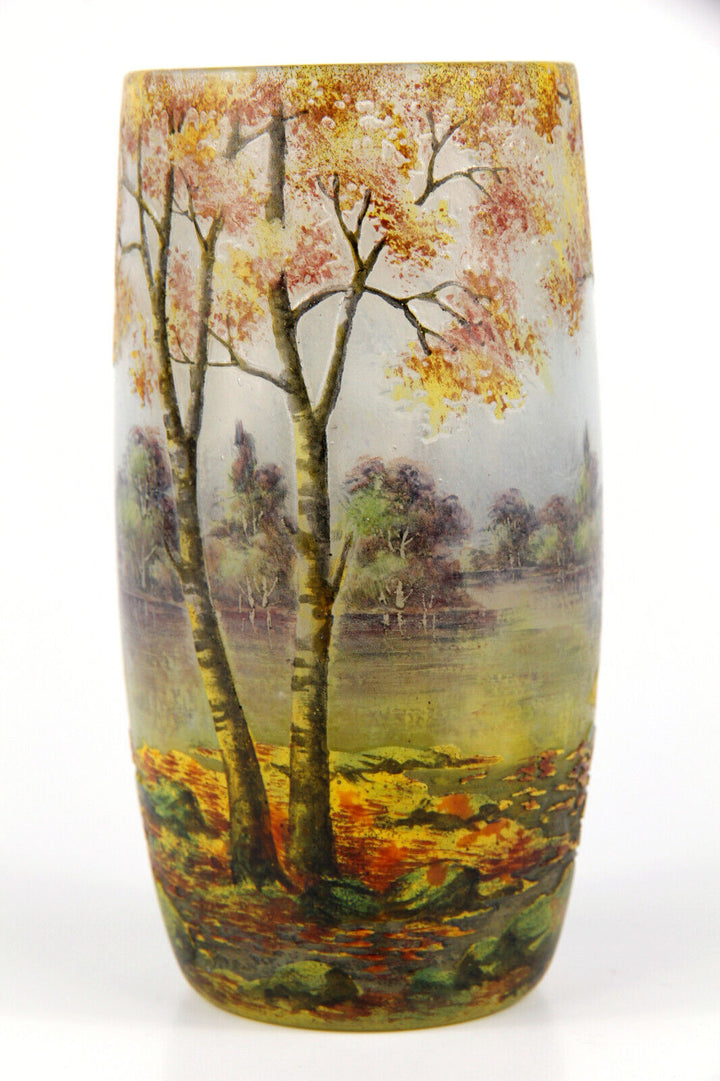 ドーム兄弟（ドームナンシー） 秋の湖の風景が描かれた花瓶 アール