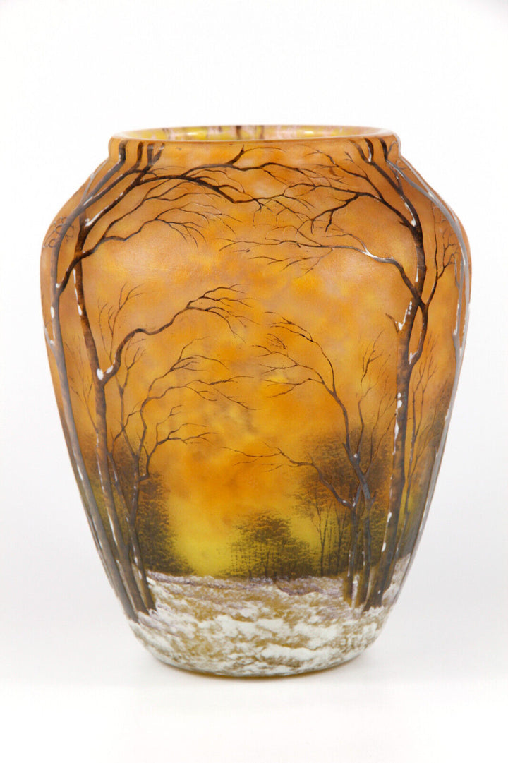 ドーム兄弟（ドームナンシー）冬景色の花瓶 アールヌーボー期 1900年頃の作品