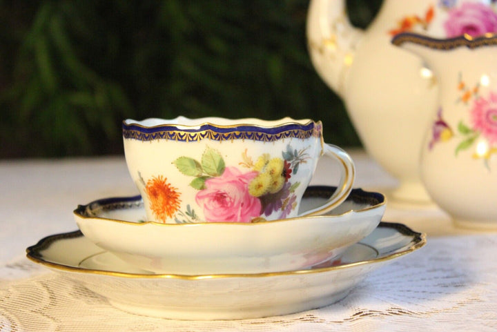 マイセン食器 Aカンテ フラワーブーケのコーヒーカップセット 4人用 １級品