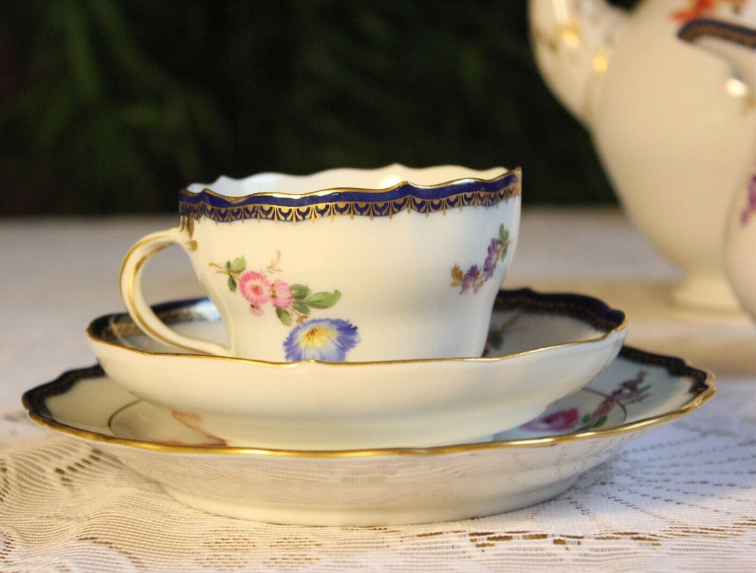 マイセン食器 Aカンテ フラワーブーケのコーヒーカップセット 4人用 １級品