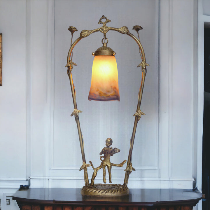 ミューラー兄弟 アールヌーボー調テーブルランプ「フィドラーズ・ガーデン」