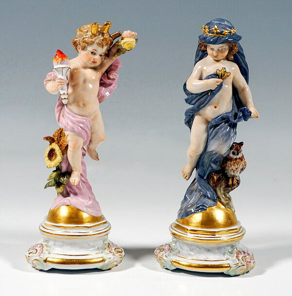 マイセン人形「フィギュア」ペア 昼と夜の寓意 H.シュワーベ作