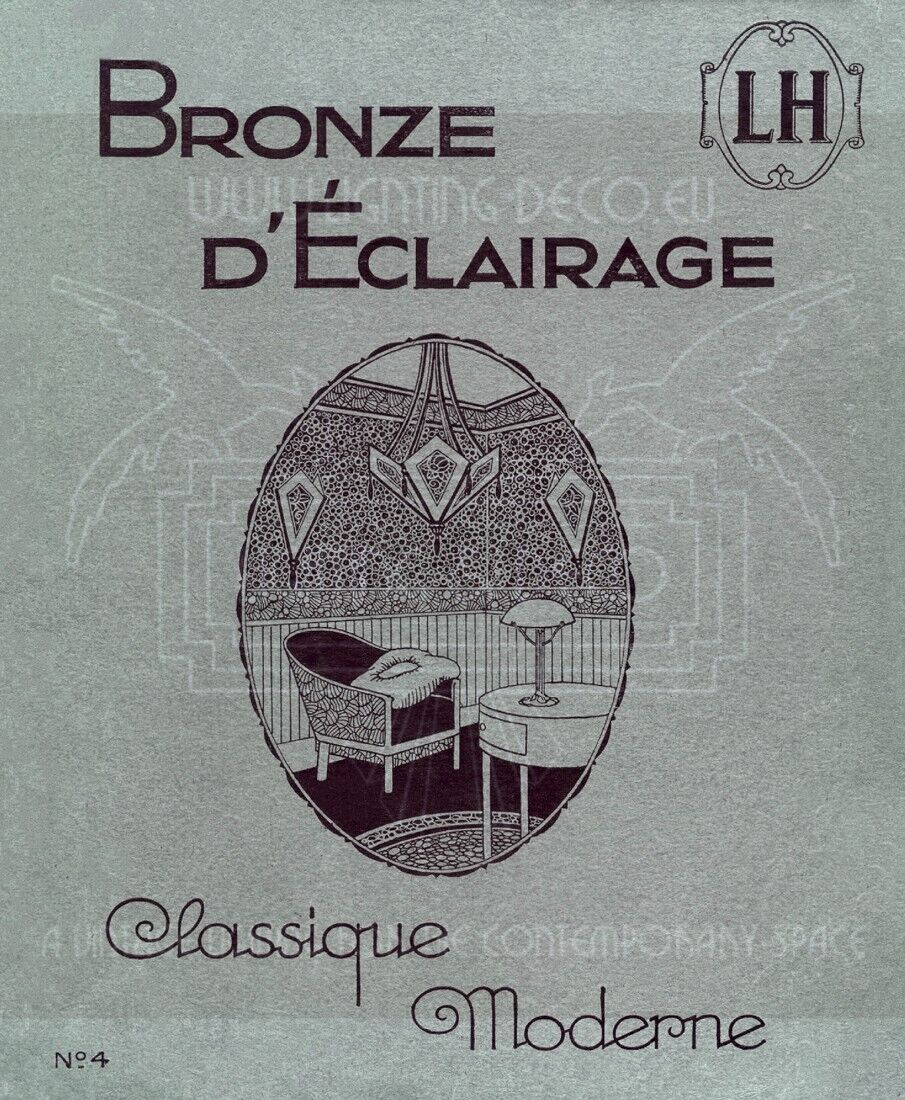 レオン・ユゲ、ドゥゲ アールデコ調シャンデリア シルバーメッキブロンズと型押しガラスのペンダントライト