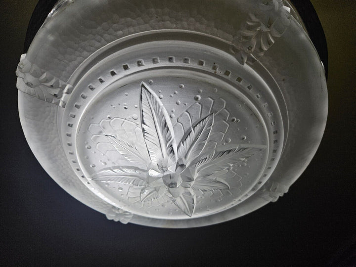 ミューラー兄弟　パンサーが描かれたアールデコ時代のペンダントライト（シャンデリア）