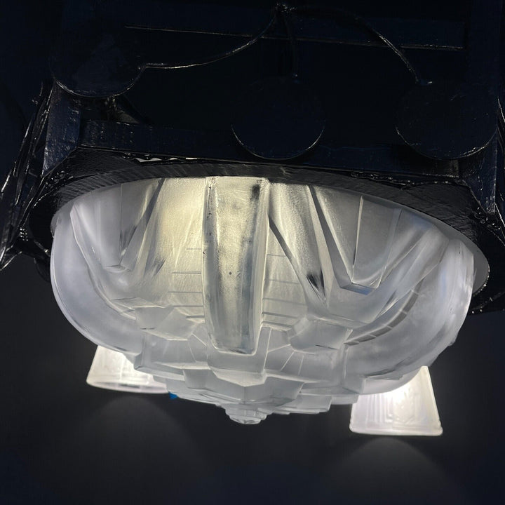 ミューラー兄弟 錬鉄製アールデコ調シャンデリア 1930年代の作品