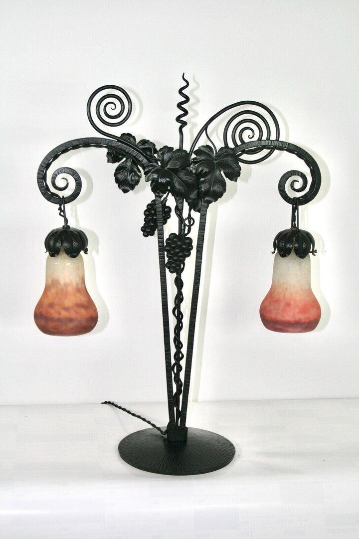 ミューラー兄弟 アールヌーボー調テーブルランプ 鍛鉄 1905-1920年頃の作品