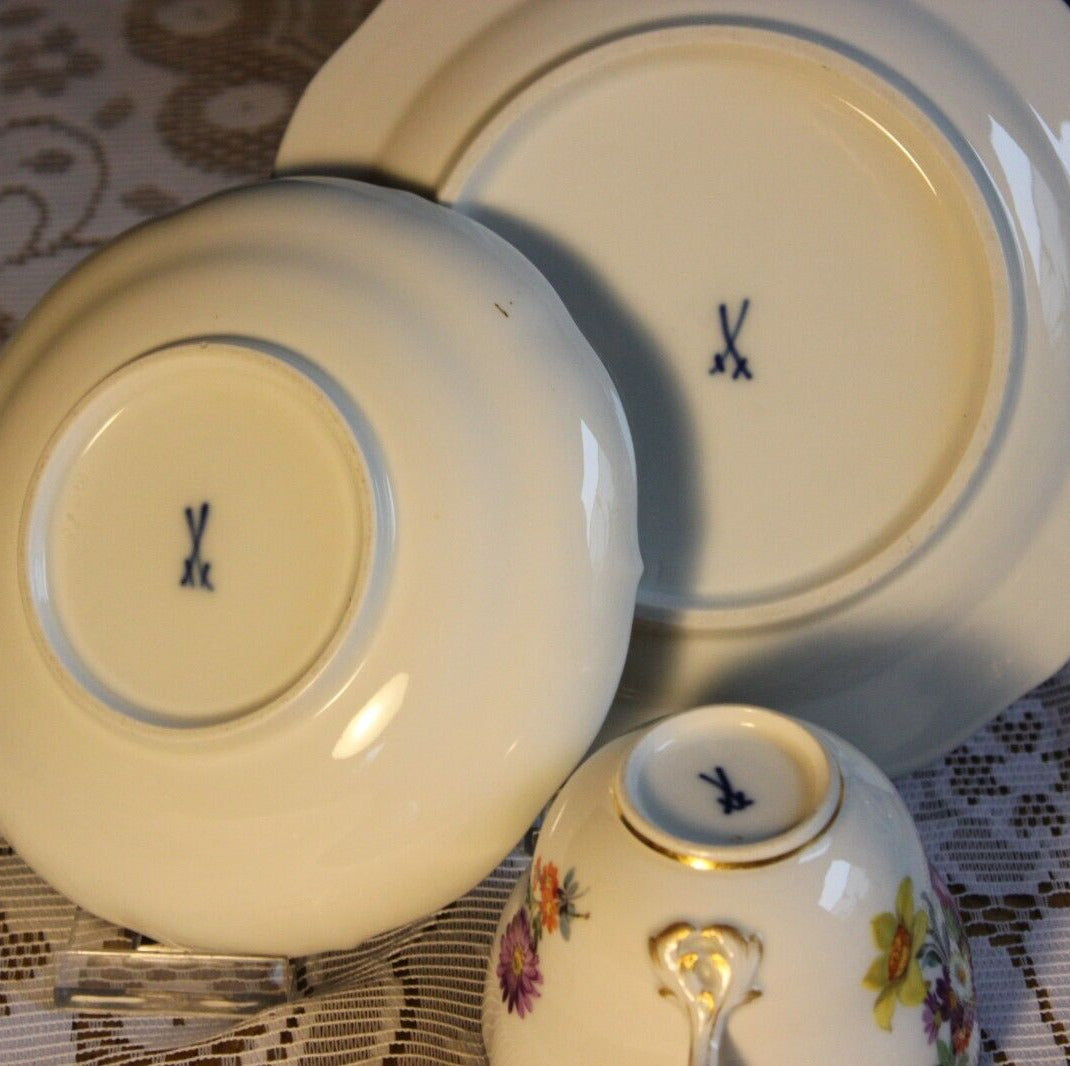 マイセン食器 Aカンテ フラワーブーケのコーヒーカップセット 4人用 １級品