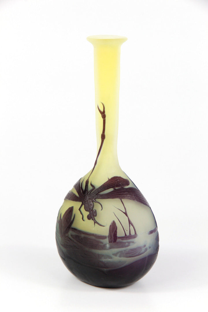 エミールガレ 睡蓮とトンボが描かれた花瓶 アールヌーボー期 1920年頃