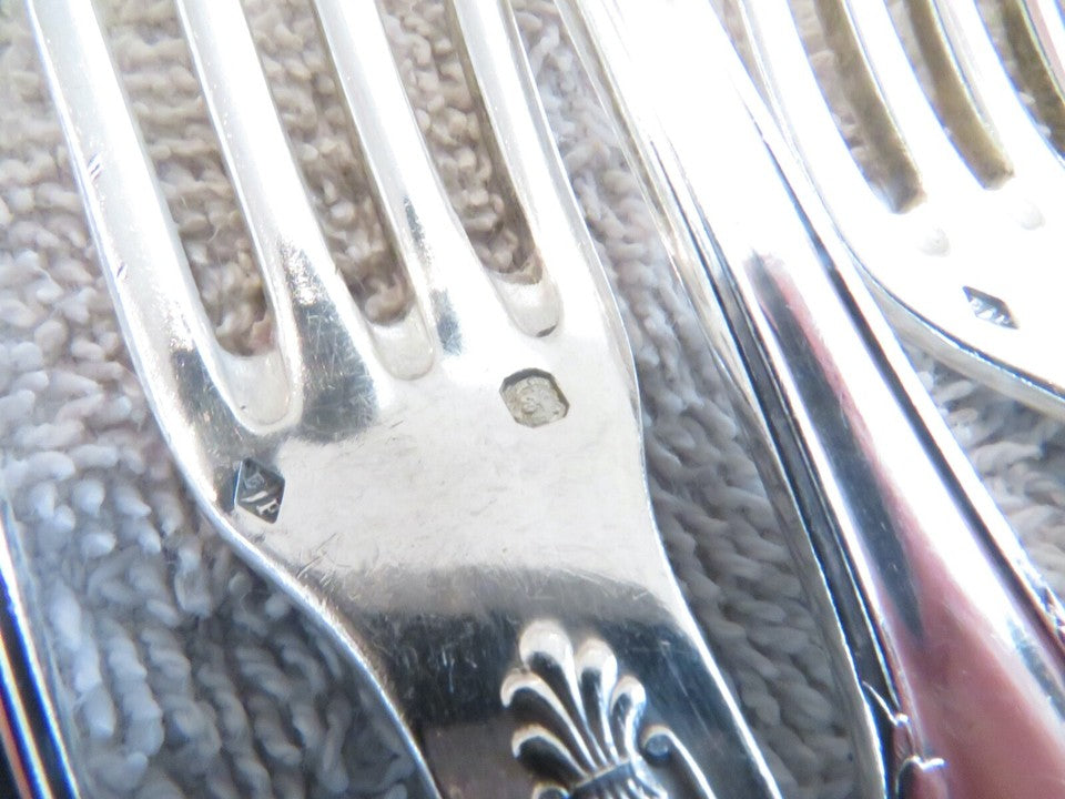 ピュイフォルカ ゴージャスな1900年製フレンチ950シルバー24ピース デザートカトラリーセット エンパイアスタイル